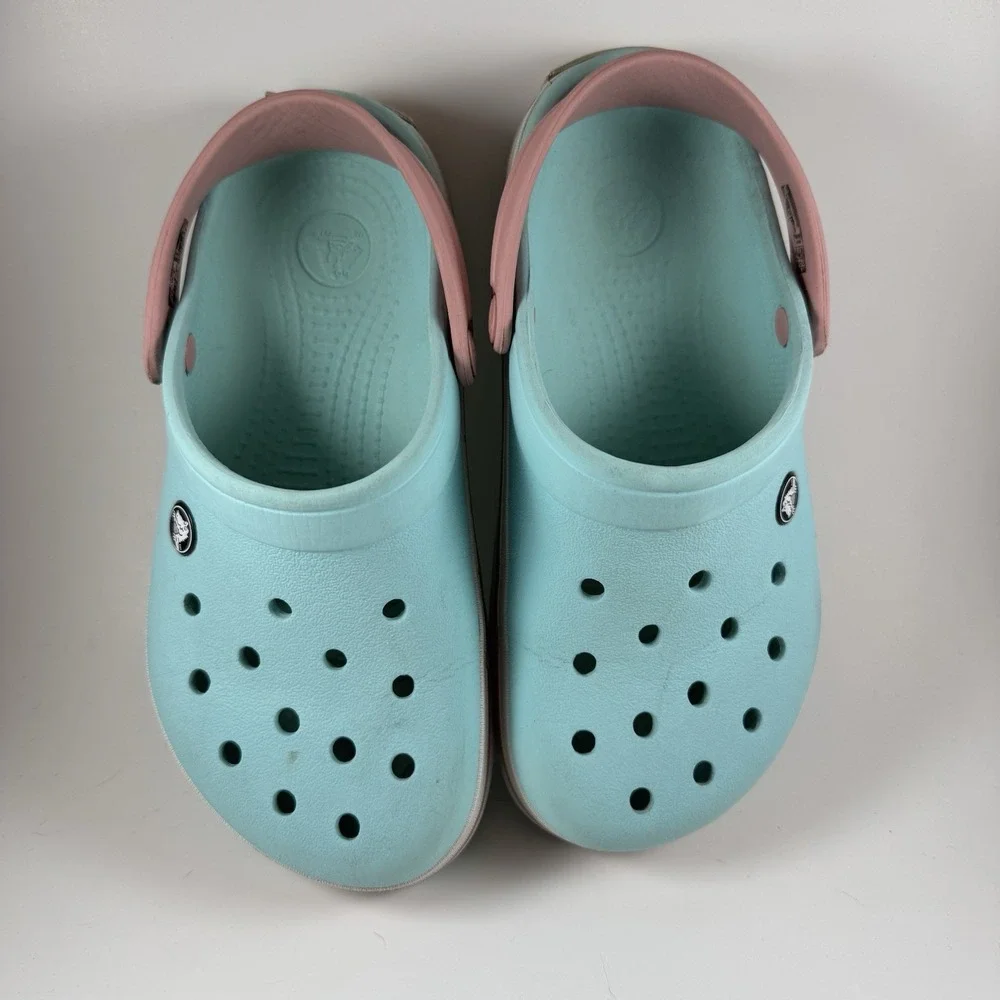 Crocs Crocband Ice Blue Pink White Womens 6 Men's 4 Pre Owned